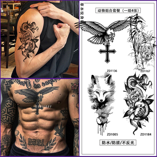 暗黑老鹰草本纹身贴新果汁欧美风霸气高颜值手臂胸前逼真男女刺青