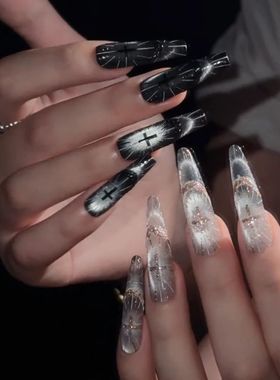 爆款神谕圣光十字架美甲贴纸定制个性烫金银红色法式指甲贴高颜值