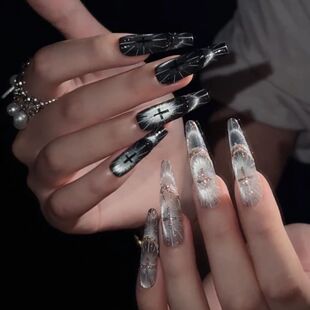 爆款神谕圣光十字架美甲贴纸定制个性烫金银红色法式指甲贴高颜值