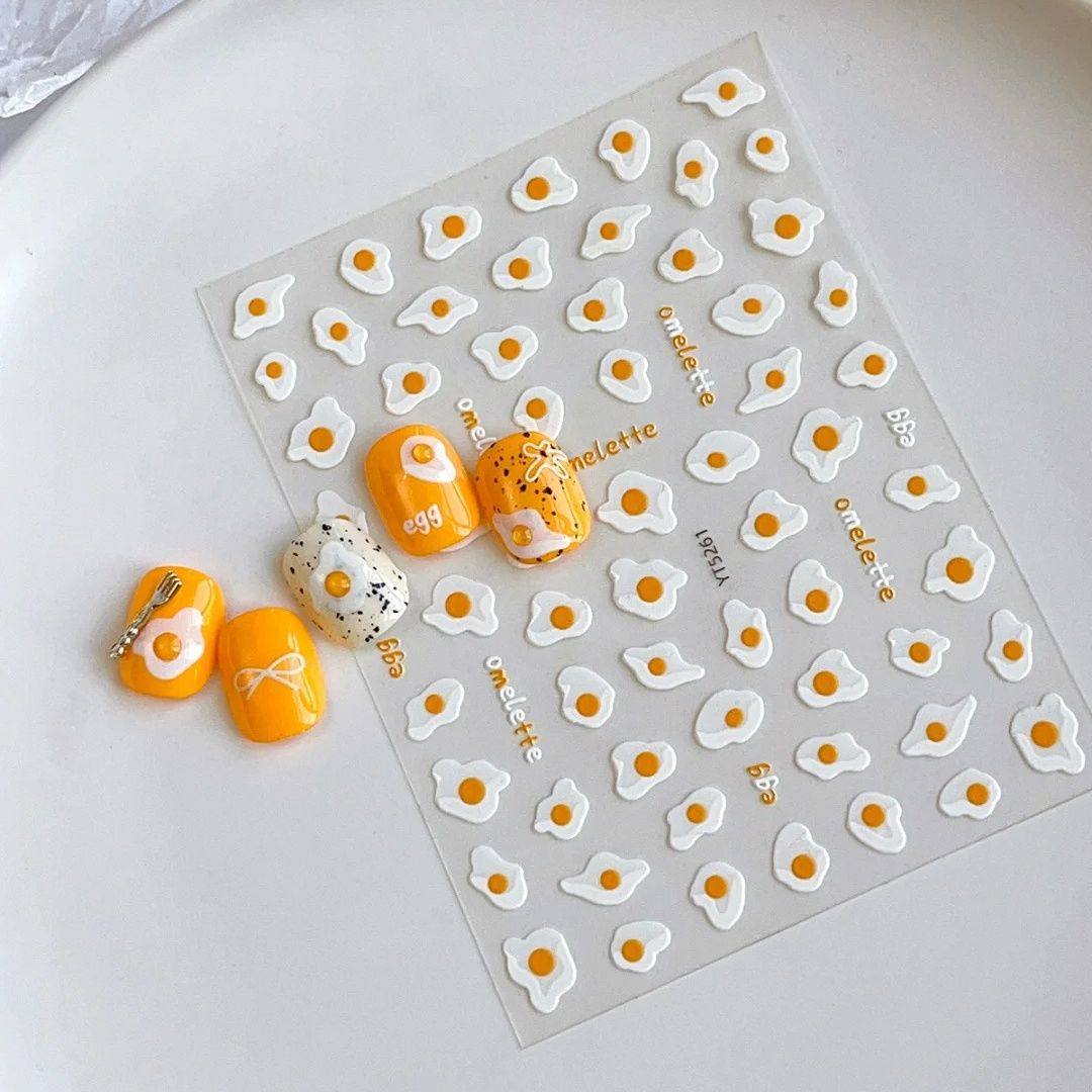 新款荷包蛋浮雕美甲贴纸3d立体煎蛋学生diy笔杆水杯手机壳ccd装饰,彩妆/香水/美妆工具,指甲装饰,淘宝优惠券,粉丝福利购,淘宝优惠卷