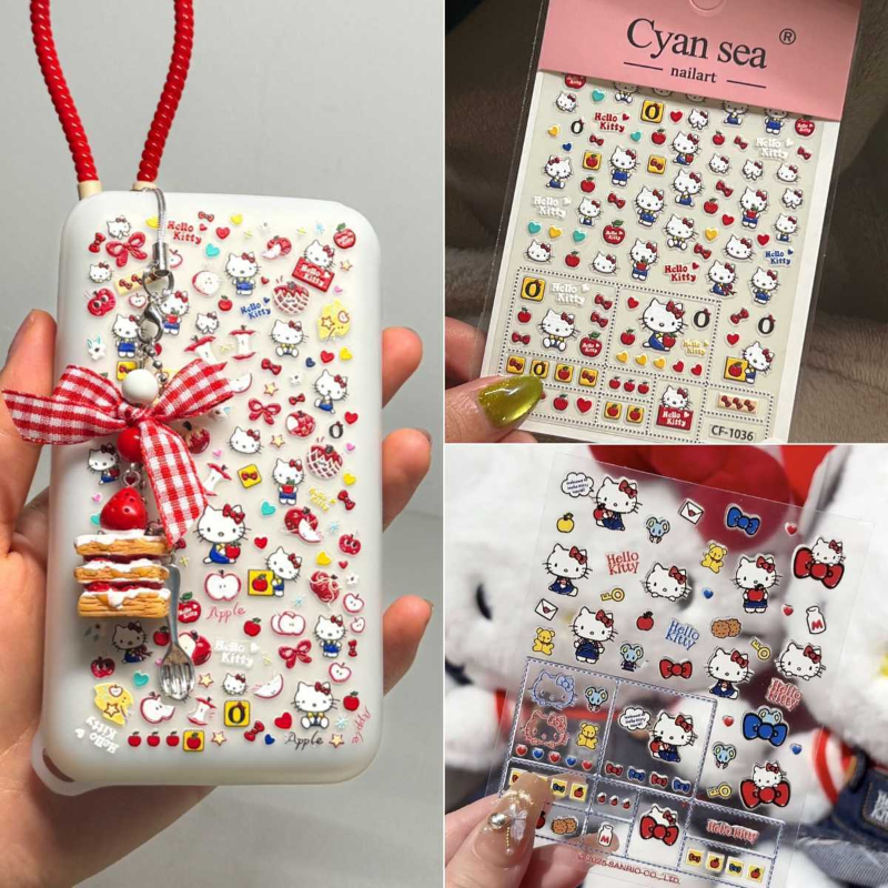 小红书爆款贴纸凯蒂hellokitty卡通可爱美甲贴纸定制ccd相机装饰