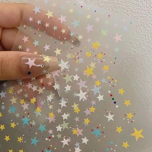 2025新款星星美甲贴纸渐变彩色星芒马卡龙五角星网红指甲饰品