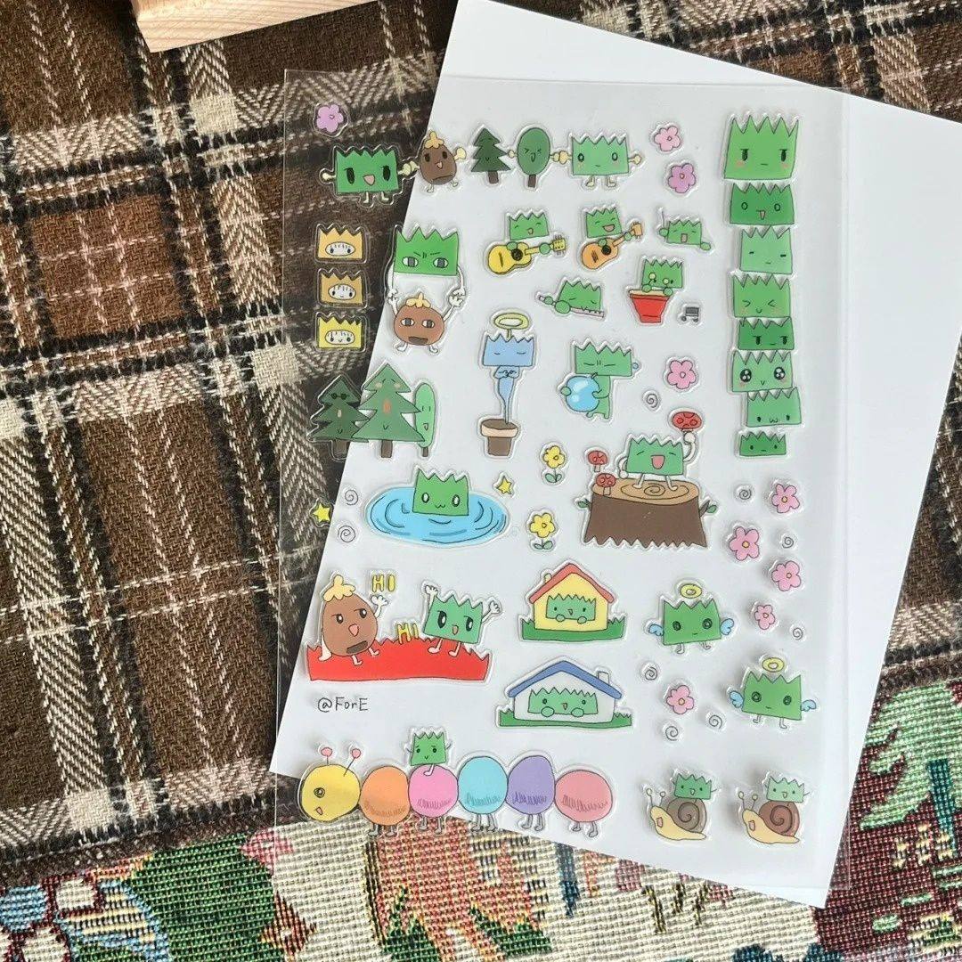 小红书同款小草精灵ins治愈系森林贴纸diy平面学生透明笔杆装饰贴,文具电教/文化用品/商务用品,贴纸/立体贴纸,淘宝优惠券,粉丝福利购,淘宝优惠卷