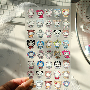 Sky可爱头套hello kitty大图浮雕贴纸卡通diy手机平板手账咕卡贴