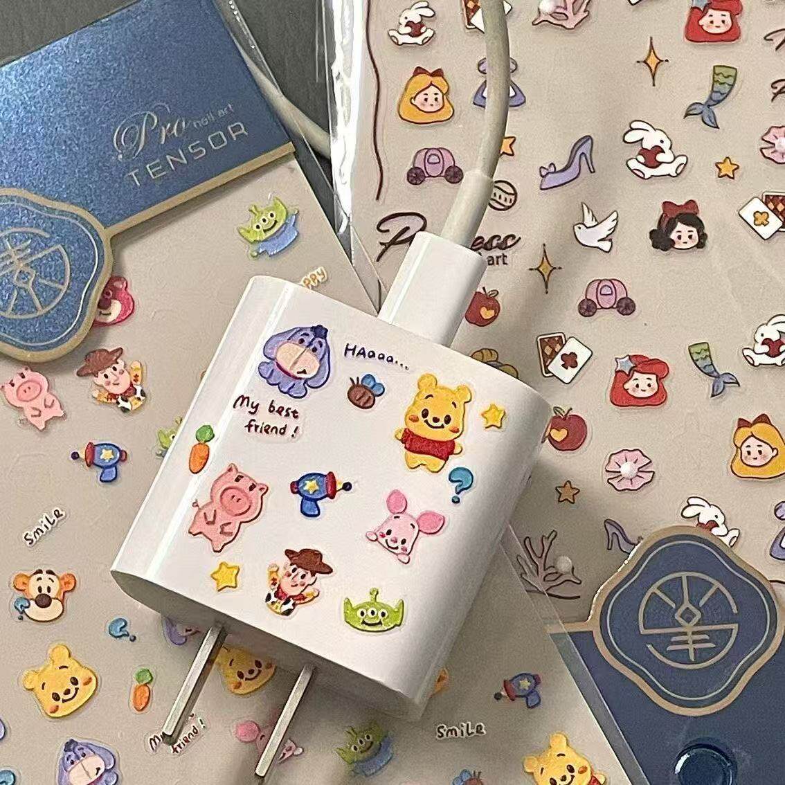 小红书同款Q版白雪公主美甲贴纸卡通3D日系指甲贴立体背胶贴彩绘