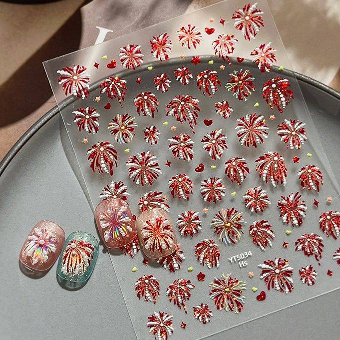 新年爆闪珍珠烟花美甲贴纸璀璨贝壳光红细闪烟花背胶指甲贴纸diy,彩妆/香水/美妆工具,美甲工具,淘宝优惠券,粉丝福利购,淘宝优惠卷