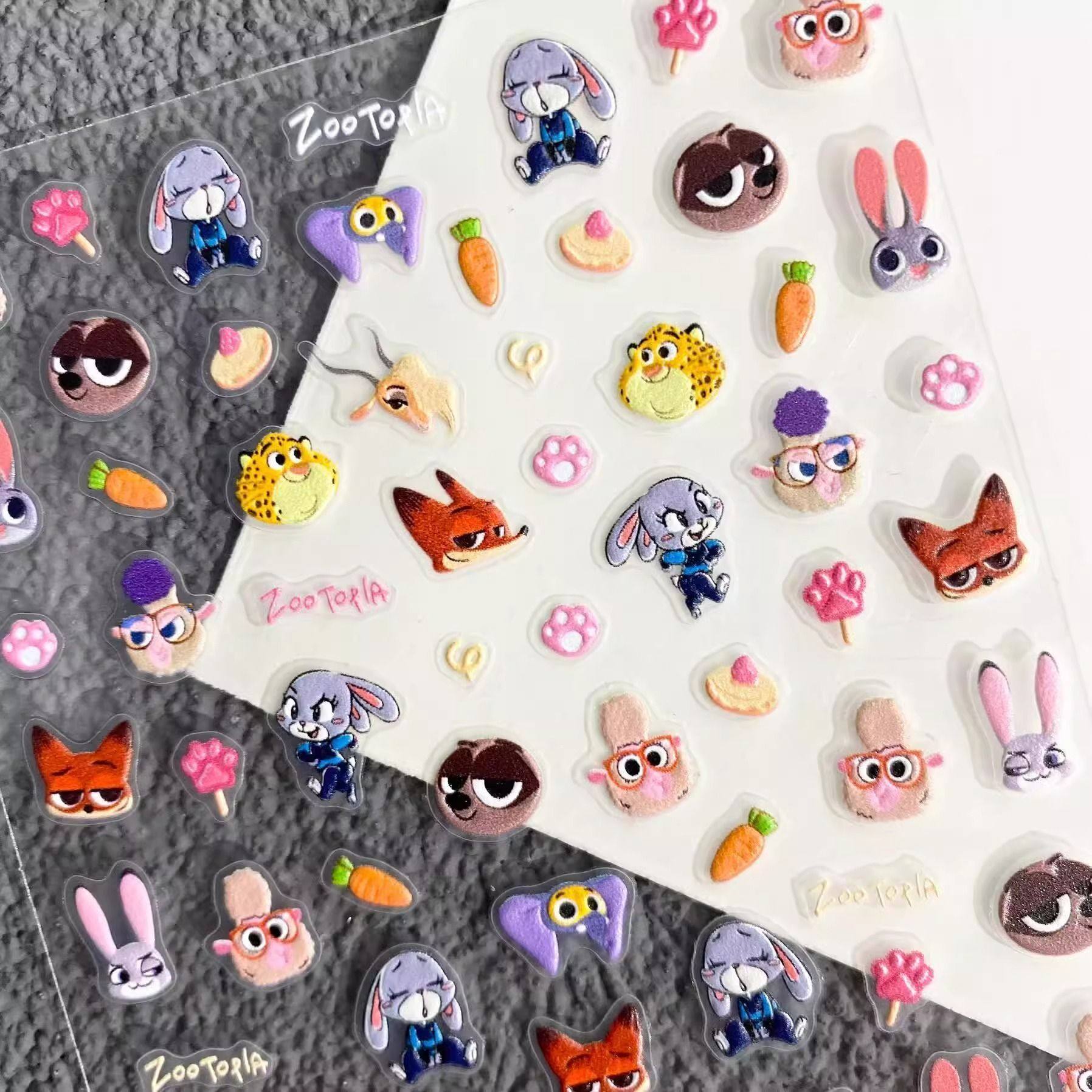 疯狂动物城美甲贴2025新款小兔子浮雕指甲水杯手账ipad手机壳DIY