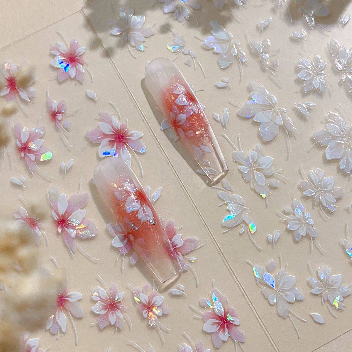 秋冬灵动黄色花朵美甲贴纸极光贝壳白色高级清新花卉背胶指甲贴花,3C数码配件,手机贴纸,淘宝优惠券,粉丝福利购,淘宝优惠卷