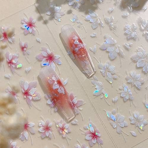 秋冬新款高级清新花卉指甲贴花
