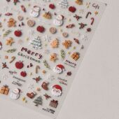 新款 卡通圣诞节美甲贴纸3D立体雪花浮雕圣诞树高颜值指甲贴花背胶