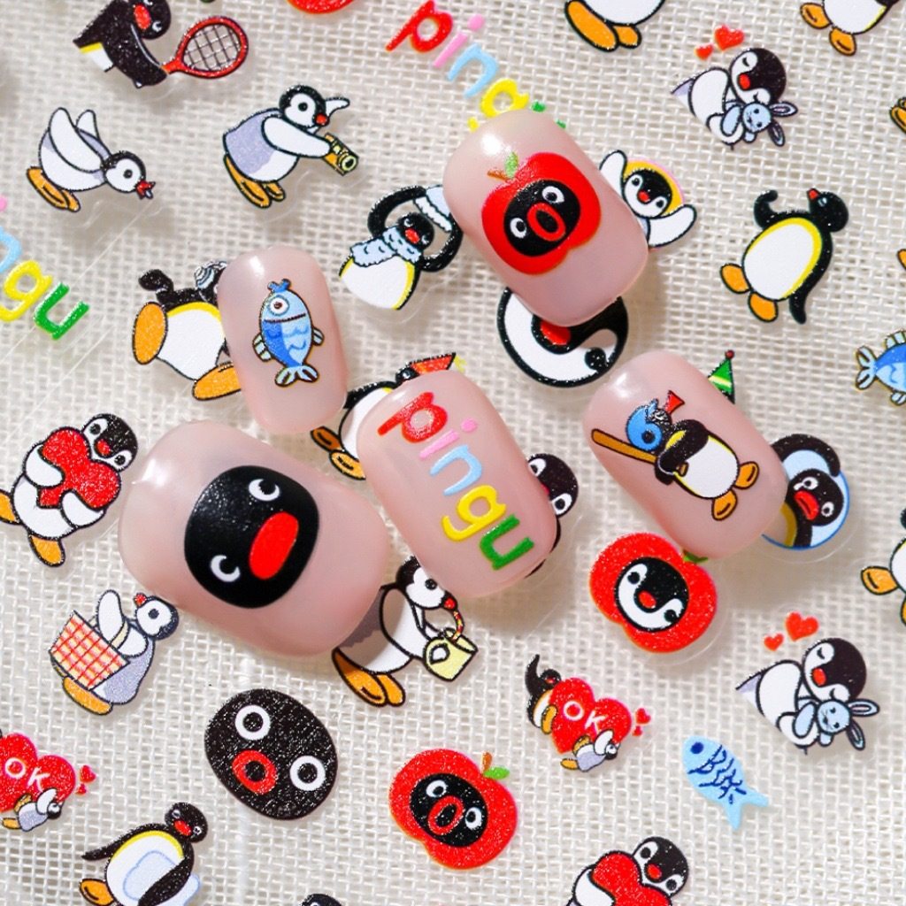 小红书同款pingu企鹅美甲贴纸彩色美甲贴纸ins可爱卡通企鹅字母,文具电教/文化用品/商务用品,贴纸/立体贴纸,淘宝优惠券,粉丝福利购,淘宝优惠卷