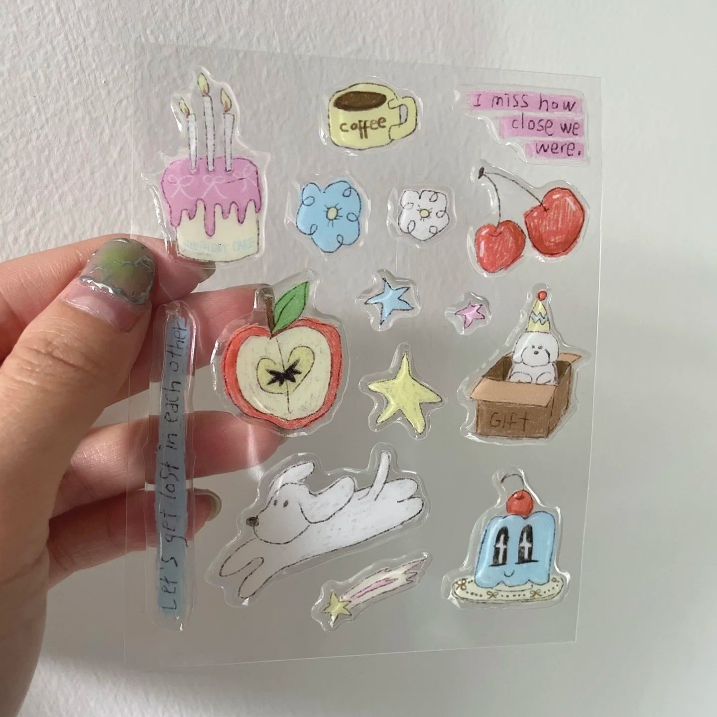 ins果冻新款高颜值立体贴纸可爱苹果生日小狗diy手机电脑平板装饰