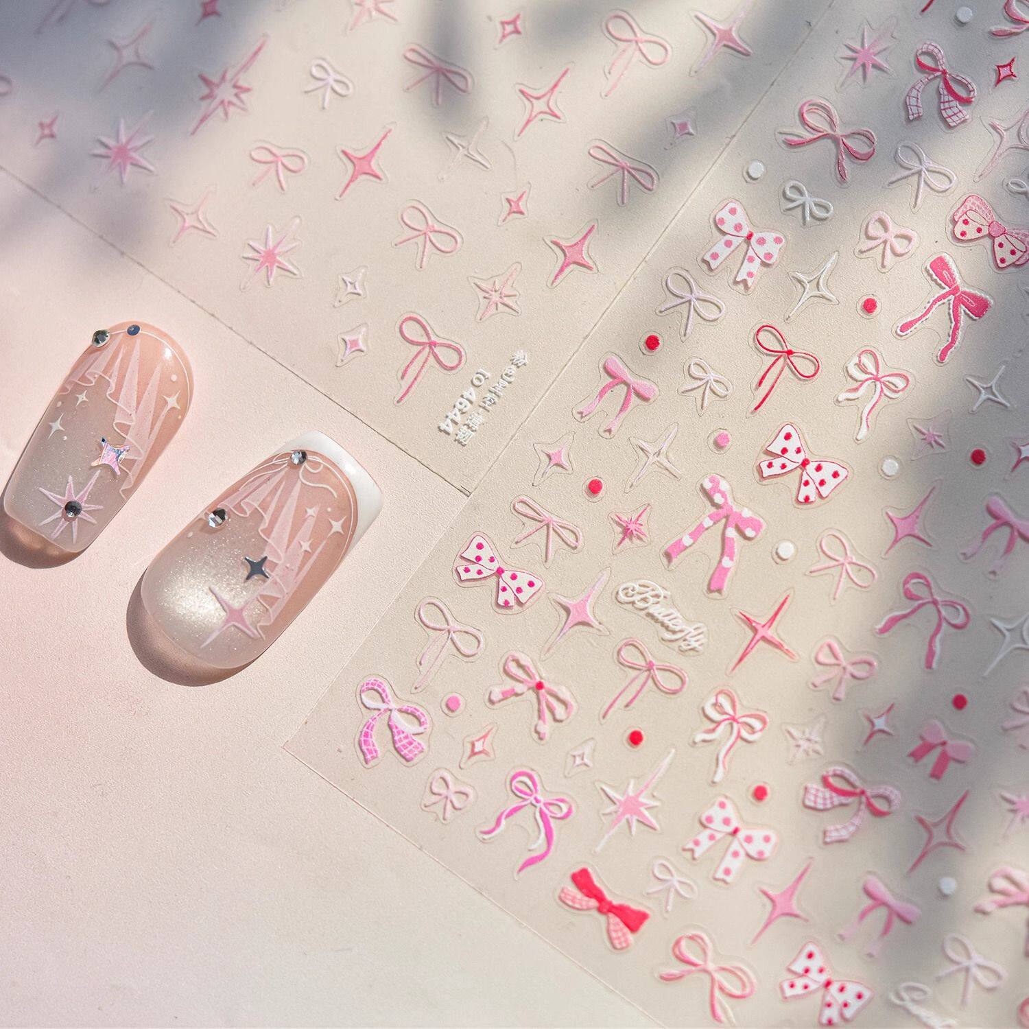 美甲贴纸少女心飘带蝴蝶结
