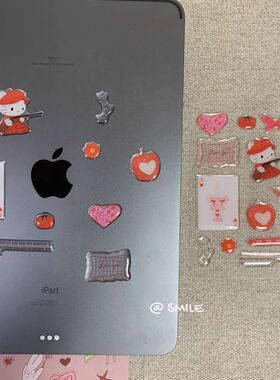 HelloKitty红色格子ins果冻贴纸高颜值可爱卡哇伊diy手机平板装饰