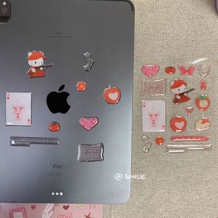 HelloKitty红色格子ins果冻贴纸高颜值可爱卡哇伊diy手机平板装饰