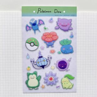 网红爆款果冻贴纸宝可梦鬼斯通防水背胶卡比兽宝石海星手机装饰贴