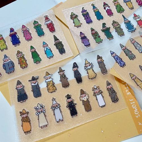 可爱小人彩绘Q版人物尖角帽