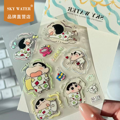 Sky爆款蜡笔小新睡衣派对大图贴纸果冻可爱卡通手机咕卡diy装饰贴