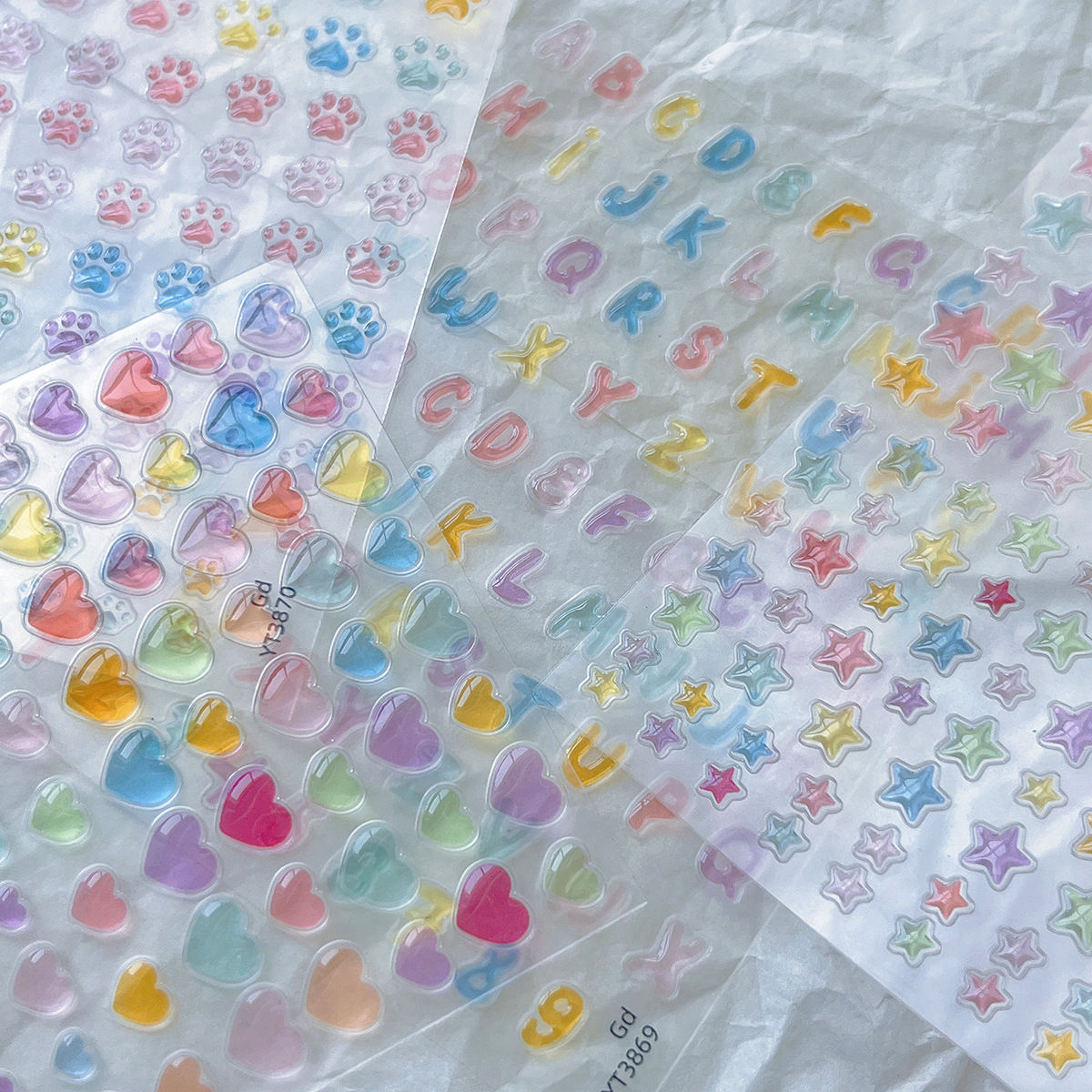 夏季多巴胺彩色星星果冻美甲贴纸