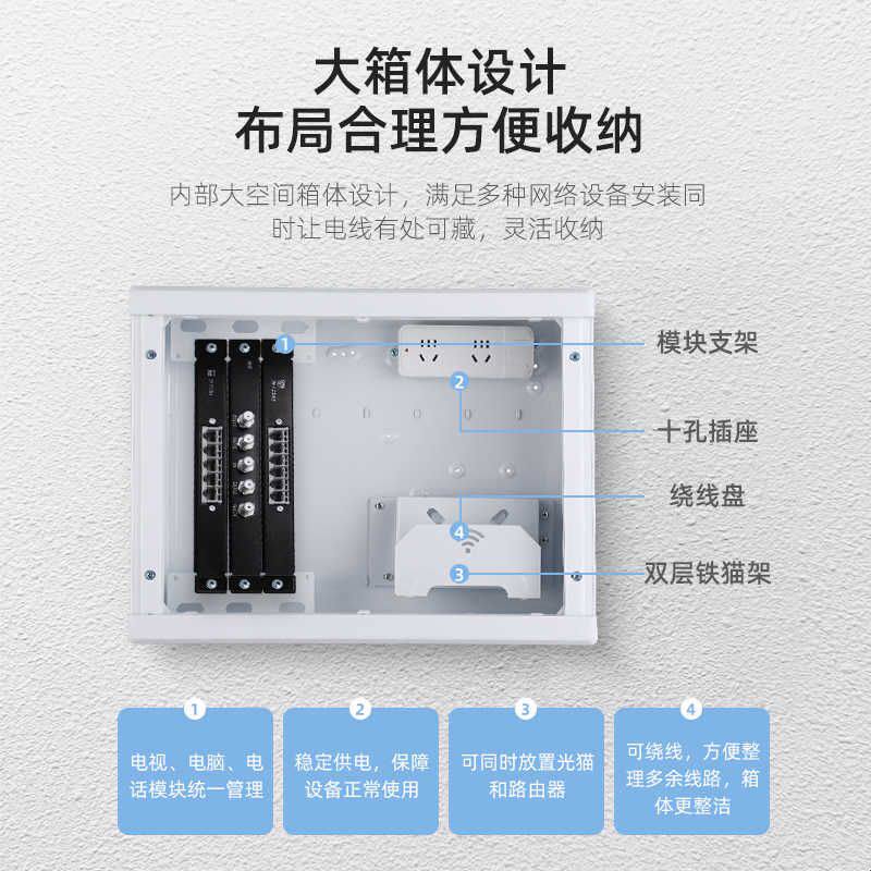 多媒体箱弱电箱家用网络箱暗装入户信息箱光钎集线箱布线箱配电箱