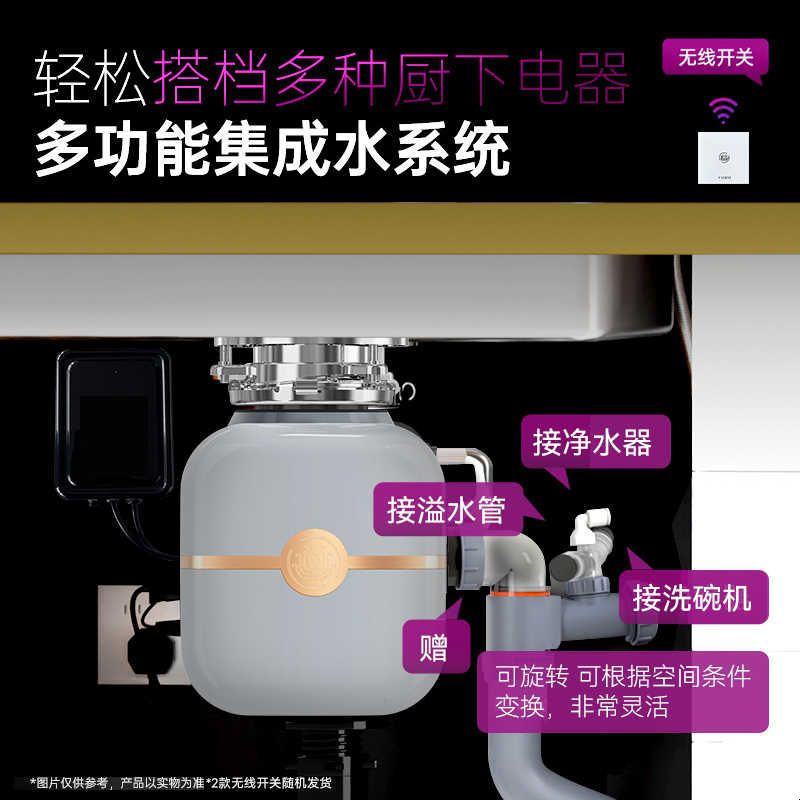 余库K1Pro垃圾处理器全自动进水厨房家用餐厨搅碎厨余食物粉碎机