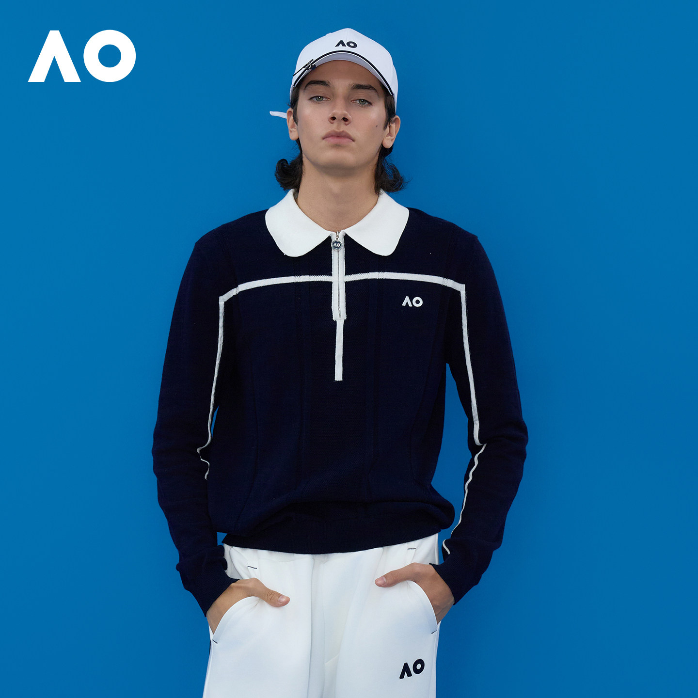 AO澳网新款老钱暗纹肌理针织长袖运动POLO男新款翻领T恤网球服,运动服/休闲服装,运动POLO衫,淘宝优惠券,粉丝福利购,淘宝优惠卷