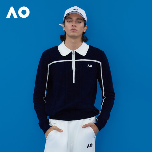 AO澳网新款老钱针织长袖运动POLO