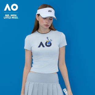 AO澳网MMLM联名26年新款浮雕印花修身健身运动T恤半袖上衣网球服
