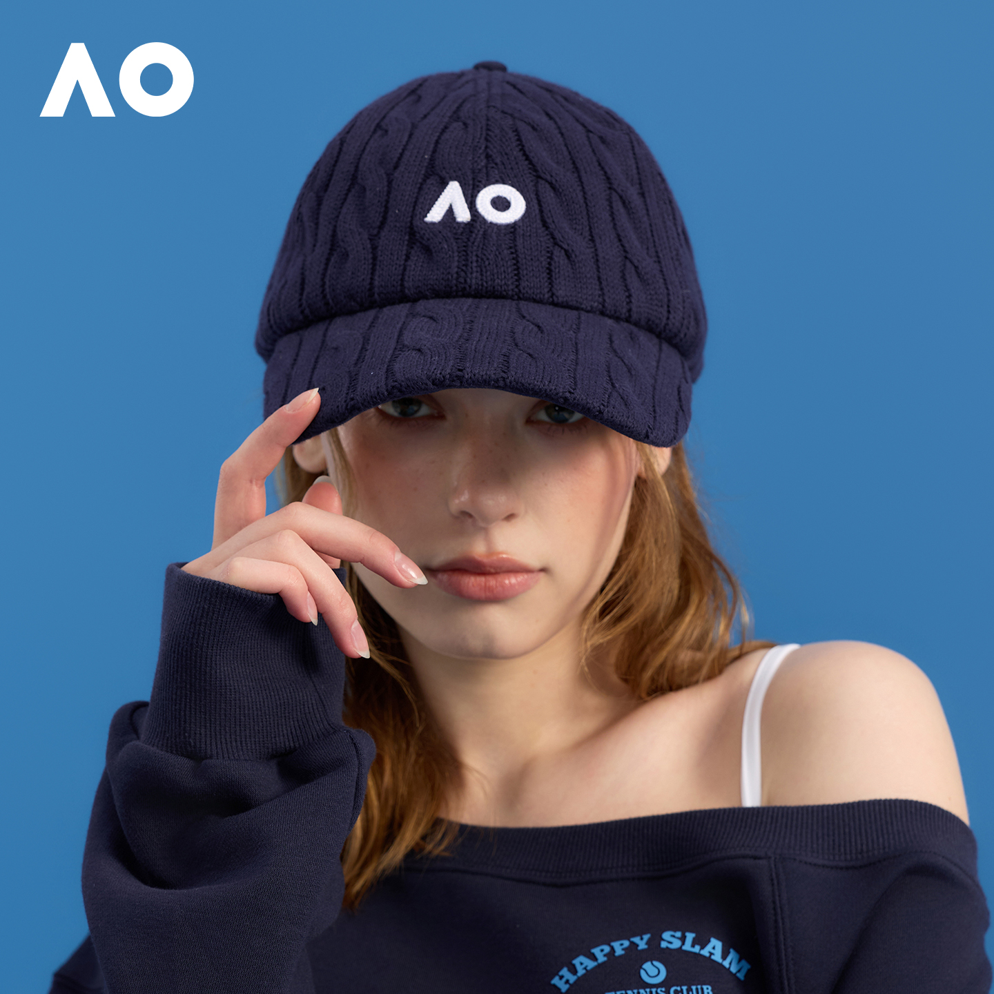 AO澳网毛织网球帽男女情侣款
