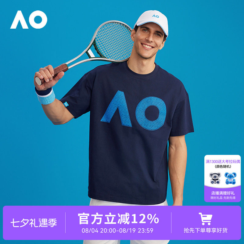 AO澳网运动印花T恤情侣款短袖