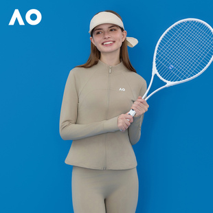 AO澳网25年秋冬新款加绒显瘦修身外套网球运动立领短款卫衣开衫