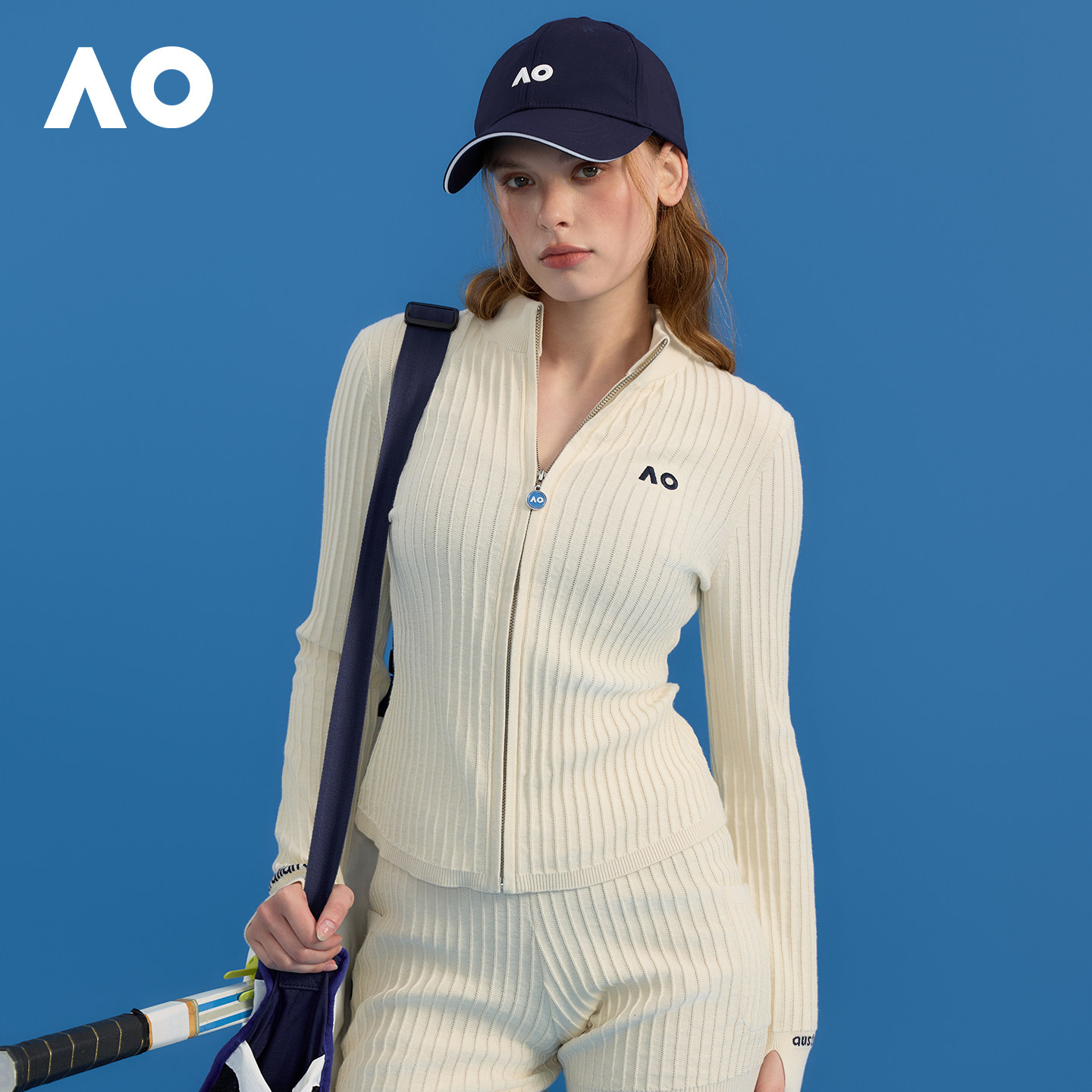 【明星同款]AO澳网运动服运动外套针织立领拉链开衫秋冬新款网球,运动服/休闲服装,运动茄克/外套,淘宝优惠券,粉丝福利购,淘宝优惠卷