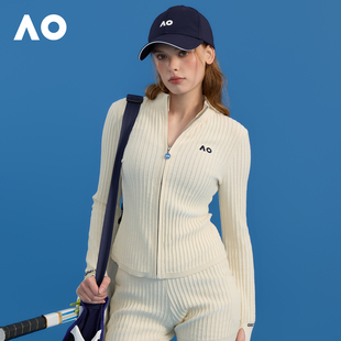 【明星同款]AO澳网运动服运动外套针织立领拉链开衫秋冬新款网球