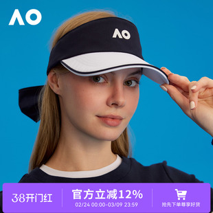 AO澳网运动网球帽子夏季防晒帽女遮阳空顶帽跑步帽带蝴蝶结可拆卸