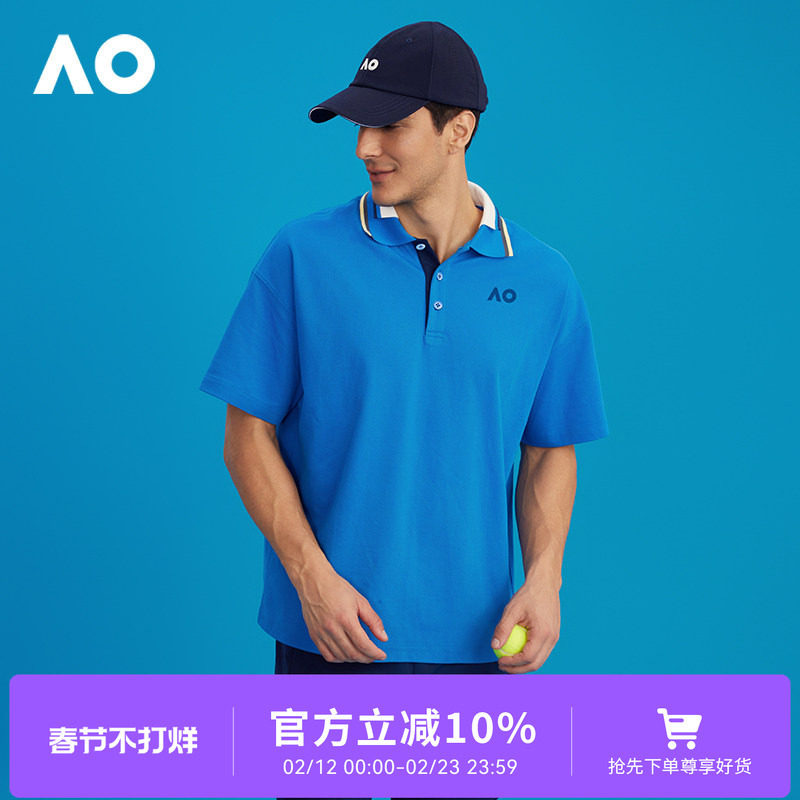 AO澳网运动POLO衫男女同款25春季新款宽松休闲运动短袖T恤上衣