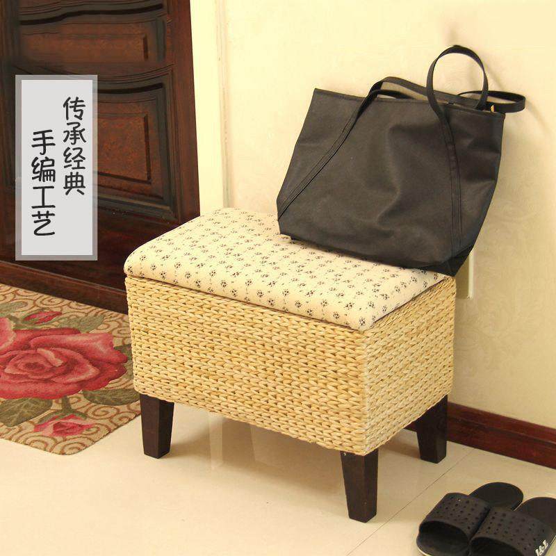 包邮藤草编收纳凳储物换鞋凳有盖整理收纳箱穿鞋搁脚凳沙发长方凳,收纳整理,收纳凳,淘宝优惠券,粉丝福利购,淘宝优惠卷