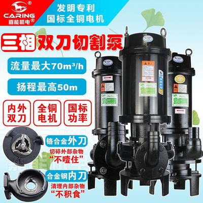 双刀切割式污水泵抽粪泥浆养殖场化粪池大功率380v三相潜水排污泵