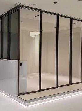 铝合金吊趟玻璃门开放式厨房L型转角推拉门厂书房茶水间隔断移门