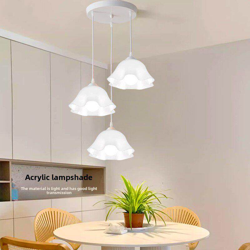 2024年新款餐厅吊灯简约现代北欧花瓣灯罩吊灯白色创意条形饭厅灯,家装灯饰光源,餐厅吊灯,淘宝优惠券,粉丝福利购,淘宝优惠卷