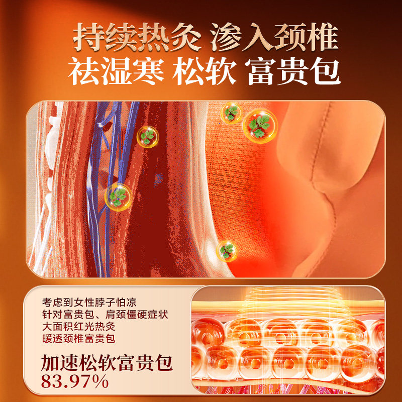 富贵包消除疏通按摩器颈椎肩颈斜方肌按摩仪揉捏热敷颈部背部神器