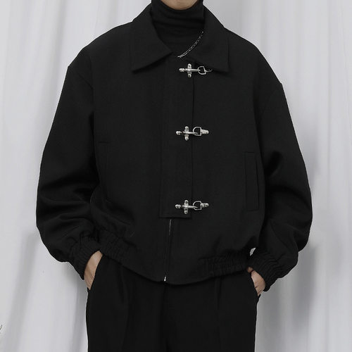 美式复古飞机扣新款外套男女春秋潮牌街头小众感宽松休闲夹克