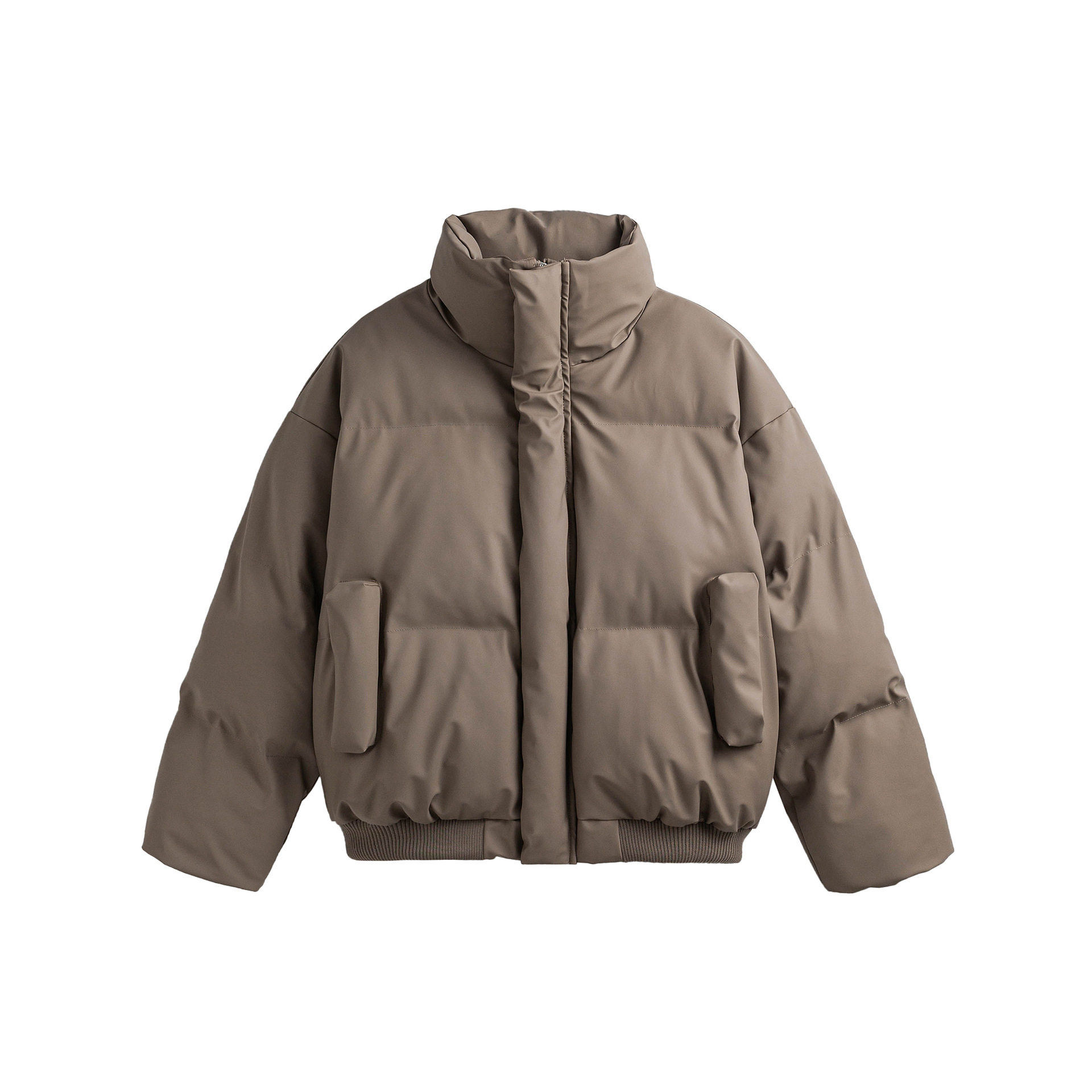 磨砂PU皮棉服冬装重磅立领外套男女加厚保暖宽松皮棉衣休闲面包服