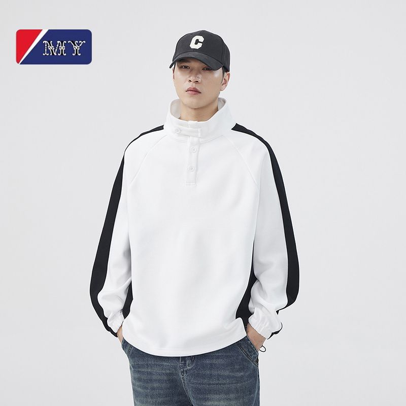 （服装服饰类）美式复古卫衣男女春季宽松半高领长袖设计感百搭