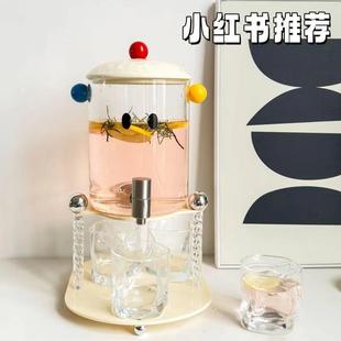 家用凉水壶水果汁饮料啤酒桶 轻奢玻璃冷水壶带龙头大容量水具套装
