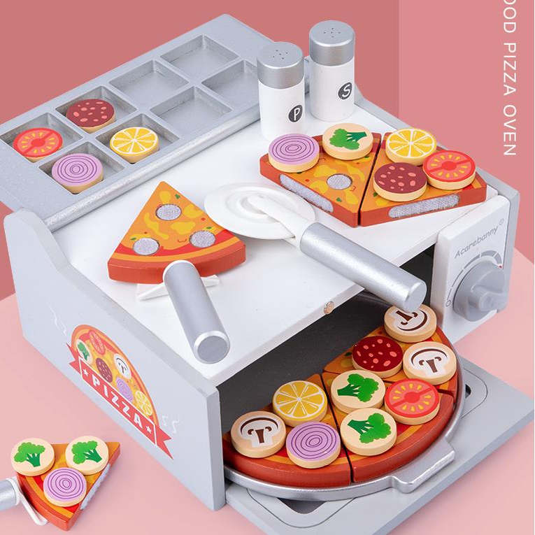 3-6岁儿童仿真木质披萨烤箱