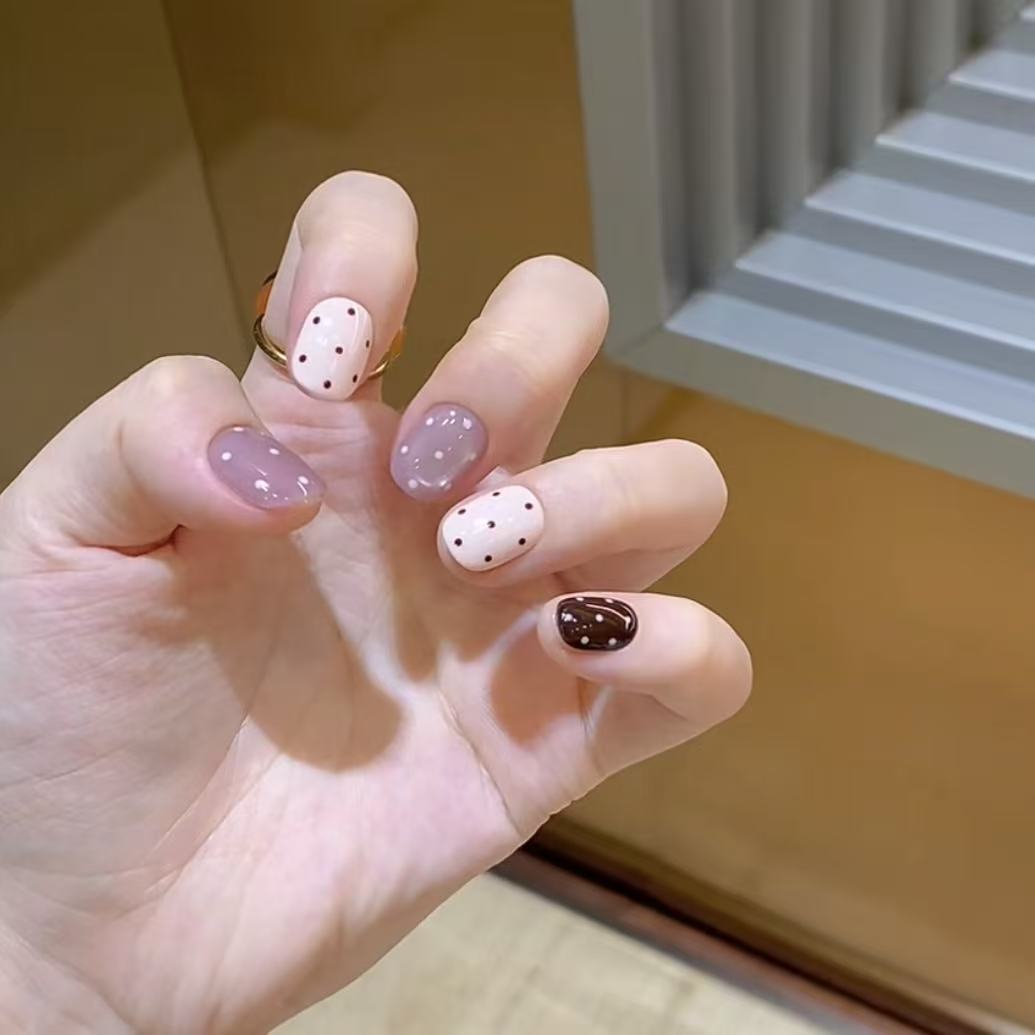 纯手工穿戴甲ins风猫眼短款美甲