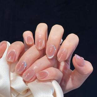 手工穿戴甲冰透纯欲裸色显白气质温柔腮红猫眼轻奢款 甘露寺