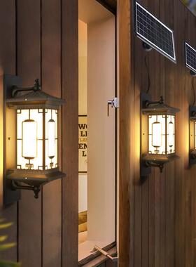 外置板太阳能壁灯防水庭院灯中式别墅花园大门过道外墙灯超亮LED