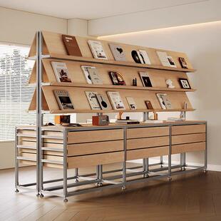 铝挤型材料展示架中岛台抽屉收纳柜桦木陈列书刊架海洋板样品展览