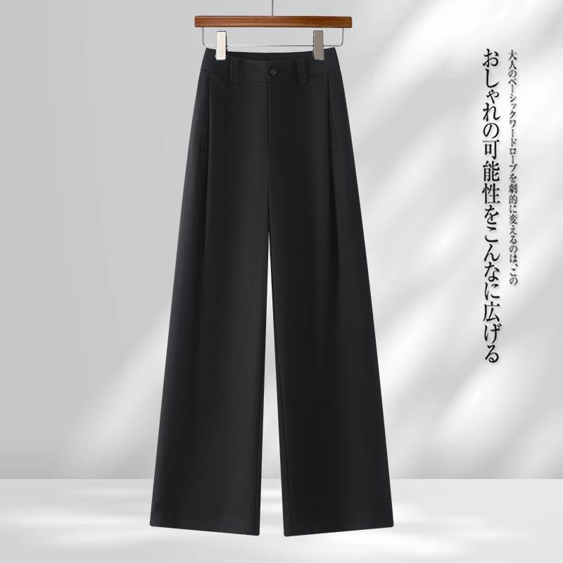 天丝棉风琴西装阔腿裤女夏季薄款2025新款高腰显腿长宽松休闲裤子